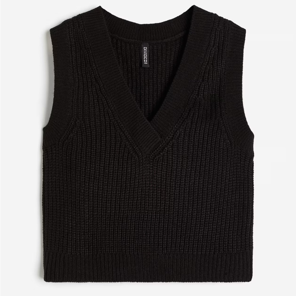 H&M Black Knit V-Neck Sweater Vest